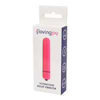 Close-up of Loving Joy 10 Function Bullet Vibrator showcasing its rounded tip for targeted stimulation, essential for any luxury intimate collection.