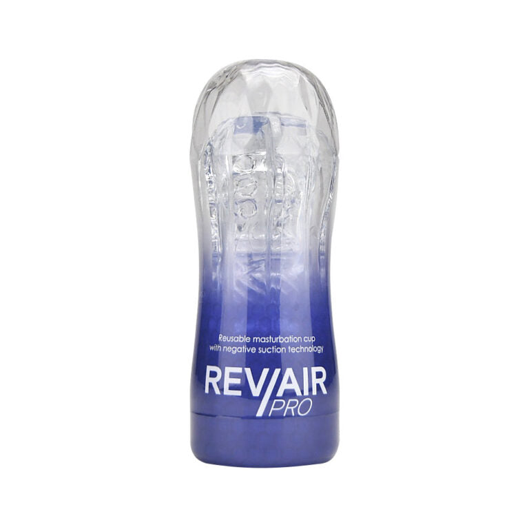 Loving Joy Rev-Air Pro reusable masturbation cup with intense stimulation and 3 textured sleeves, designed for personal pleasure.