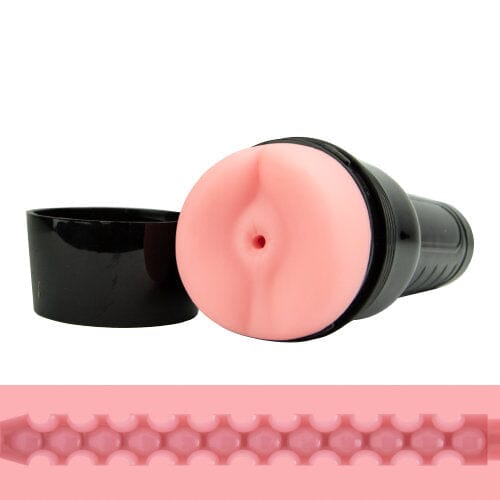 a pink and black object is next to a black object