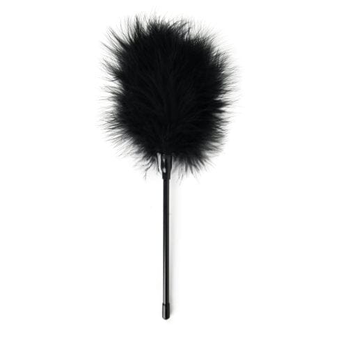 Black feather tickler by Bound to Play, designed for sensual stimulation, with soft feathers and a sleek handle.