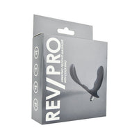 Detailed image of the Rev-Pro Vibrating Prostate Massager with Cock Ring including its removable bullet vibrator and the perineum stimulating feature.