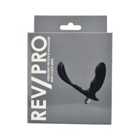 Lifestyle shot of the Rev-Pro Vibrating Prostate Massager with Cock Ring, demonstrating its beginner-friendly size and versatility.