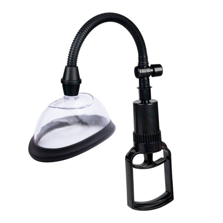 Loving Joy pussy pump for increased sensitivity and plumpness, shown with clear silicone chamber and pump handle.