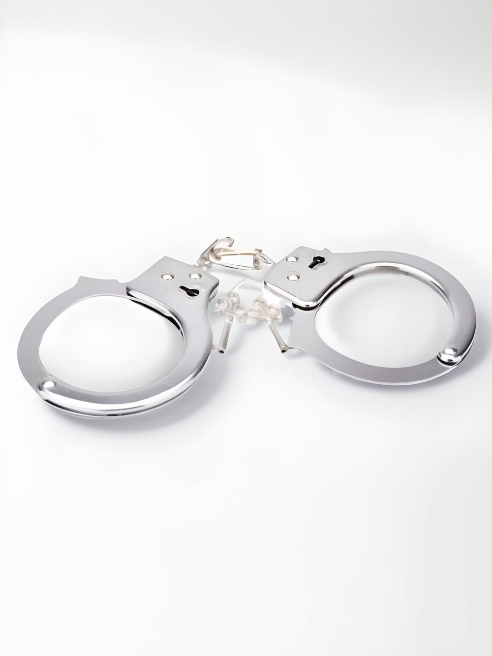 Bound to Play heavy-duty metal handcuffs with quick-release unlocking system, shown with secure locking mechanism and durable construction.