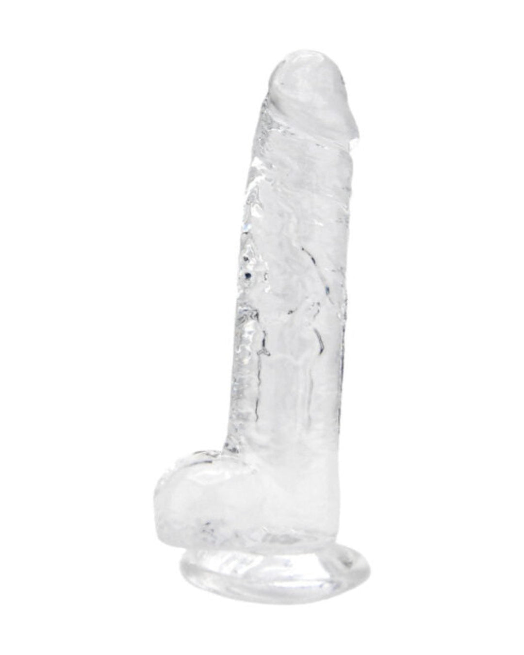 8-Inch Clear Dildo with Realistic Texture and Balls