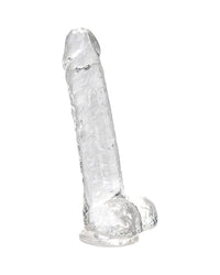 8-Inch Clear Dildo with Realistic Texture and Balls