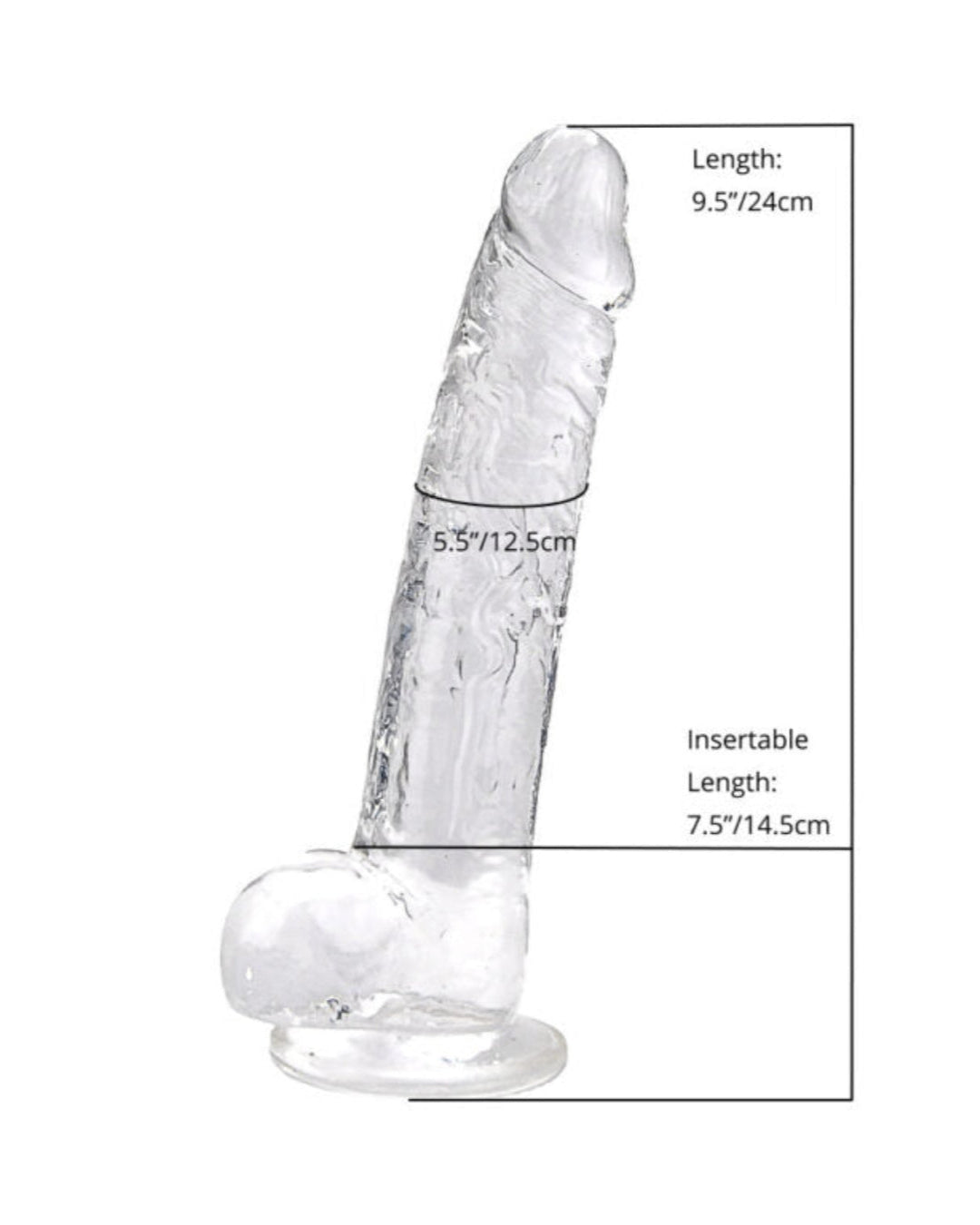 Clear Jelly 9 inch Realistic Dildo with Balls and Suction Cup Base