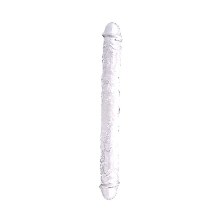 Loving Joy Double Ended Jelly Dildo - Clear, flexible design enhances pleasure and exploration for a luxurious intimate experience.