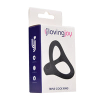 a packaging for a black cock ring