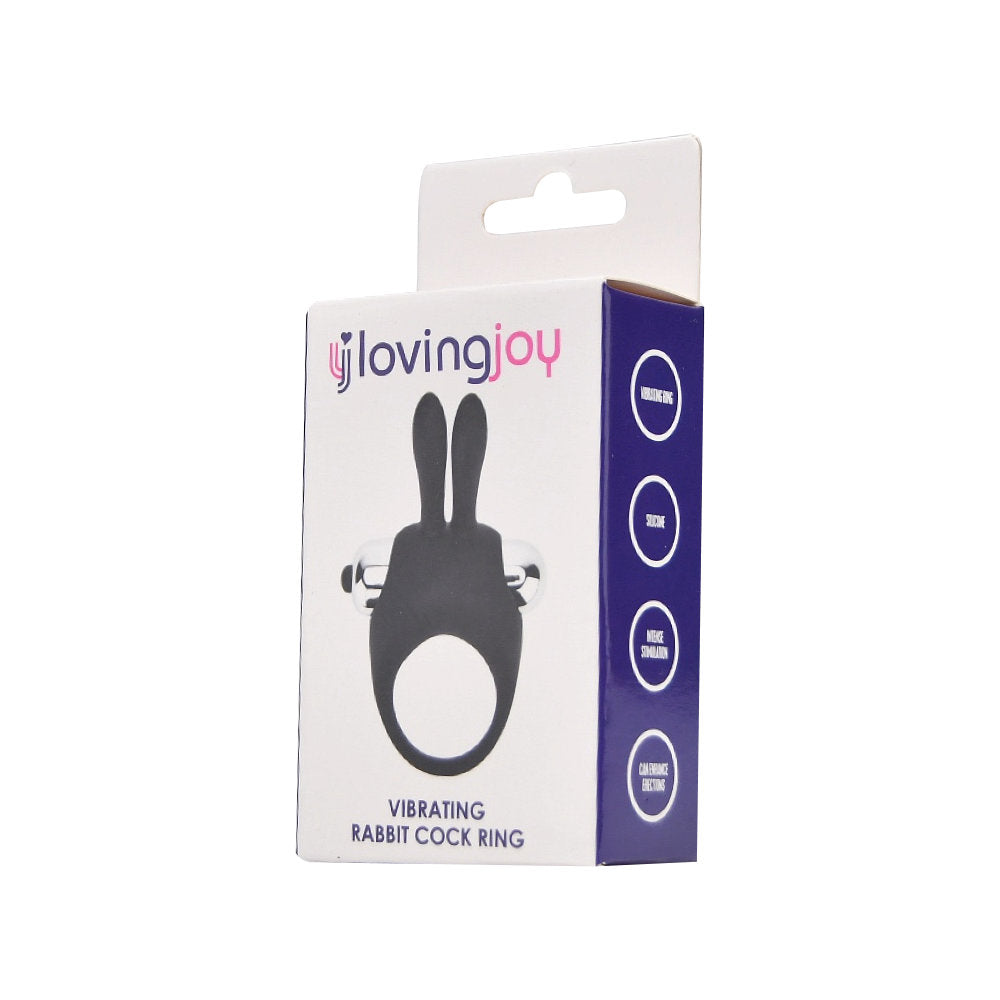 Loving Joy packaging for a vibrating rabbit cock ring on a white background
