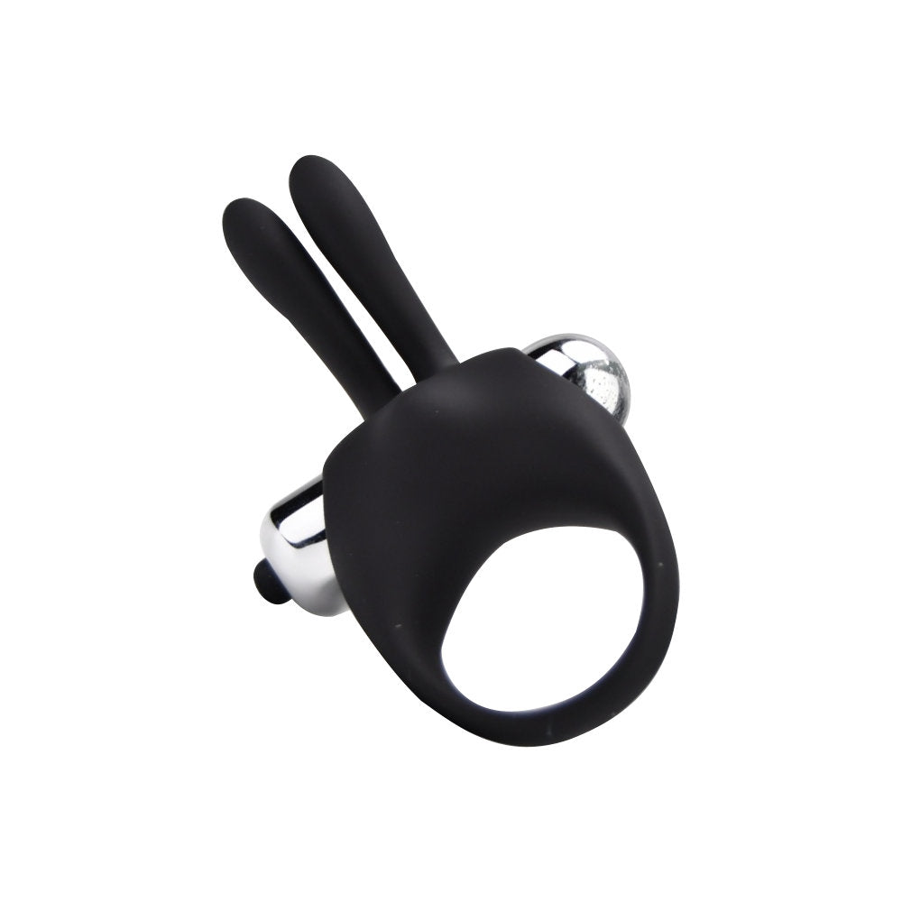 Black silicone ring with metal clasp on a white background