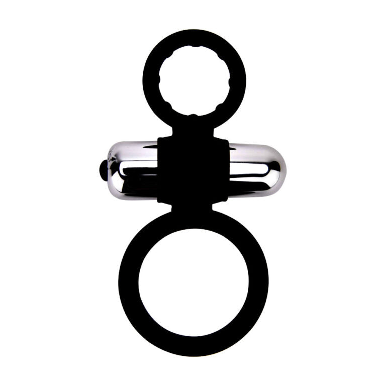 Silicone vibrating cock and ball ring with bullet stimulator from Loving Joy, designed for enhanced pleasure and secure fit.