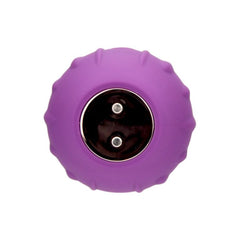 Loving Joy Rose Licking Clitoral Vibrator in purple, close-up of the vibrating device with rose design and textured surface.