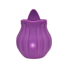 Loving Joy Rose Licking Clitoral Vibrator in purple, compact personal vibrator with rose design, designed for clitoral stimulation.