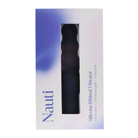 Exquisite packaging for the Nauti silicone ribbed vibrator, featuring a modern design with the product visible through a window.