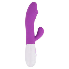 Loving Joy Jessica Rabbit semi-realistic rabbit vibrator with 10 functions, slimline design, 19cm length, shown in image.