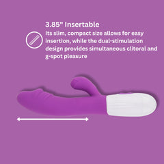 Loving Joy Jessica Rabbit semi-realistic rabbit vibrator with slimline design, 10 functions, 19cm length, shown in the image.