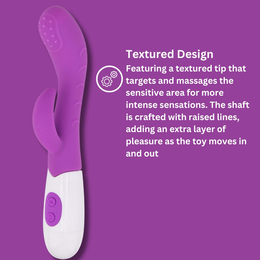 Jessica Rabbit Textured Rabbit Vibrator with 10 Functions, Curved Shaft & Textured Tip for Ultimate Pleasure