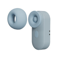 a pair of blue earplugs on a white background