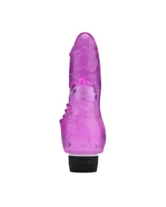 a close up of a purple shoe on a white background