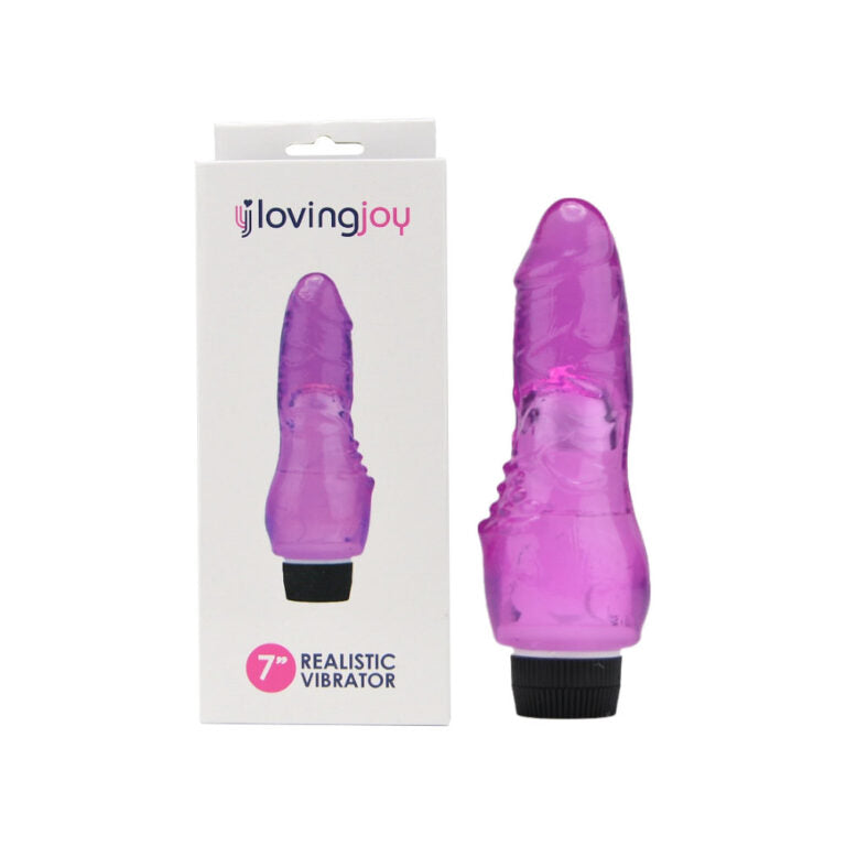 a purple vibrating toy in a packaging