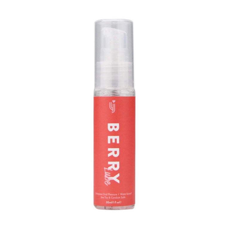 a bottle of berry deodorant on a white background