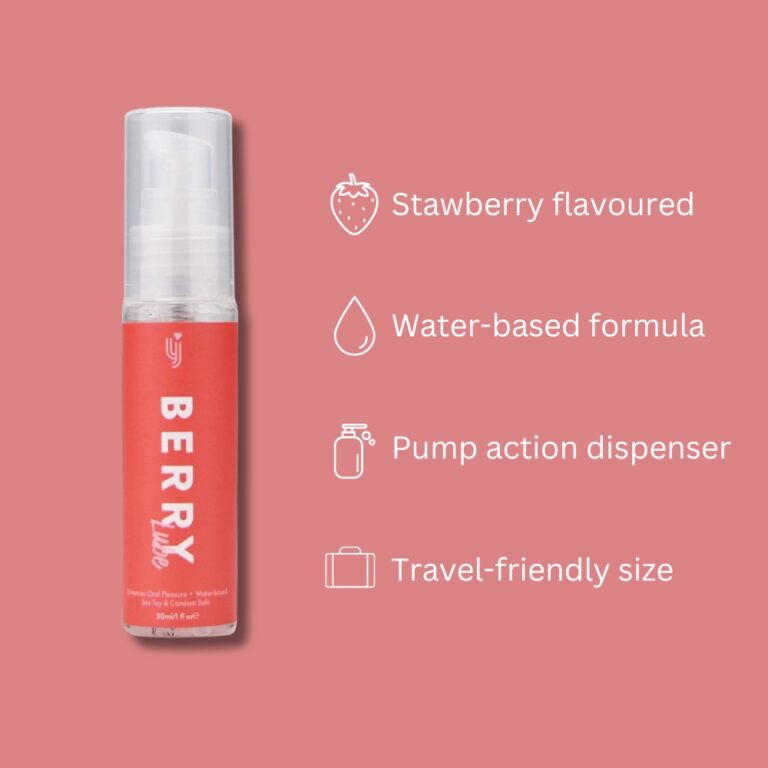 a bottle of strawberry flavored water - based deodorant