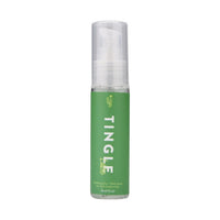 a bottle of tingle lube on a white background