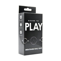 Stylish packaging for the Bound to Play Breathable Ball Gag, highlighting product details and iconic branding.