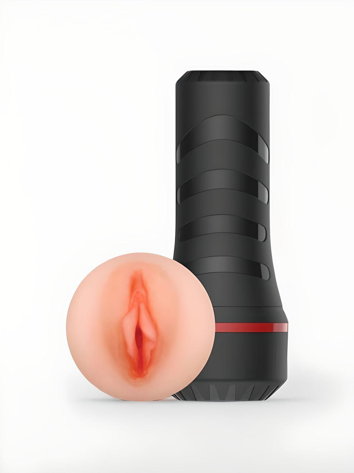 REV Rev-Lite realistic vagina masturbator with textured canal and removable sleeve, 18.5 cm insertable male pleasure device.