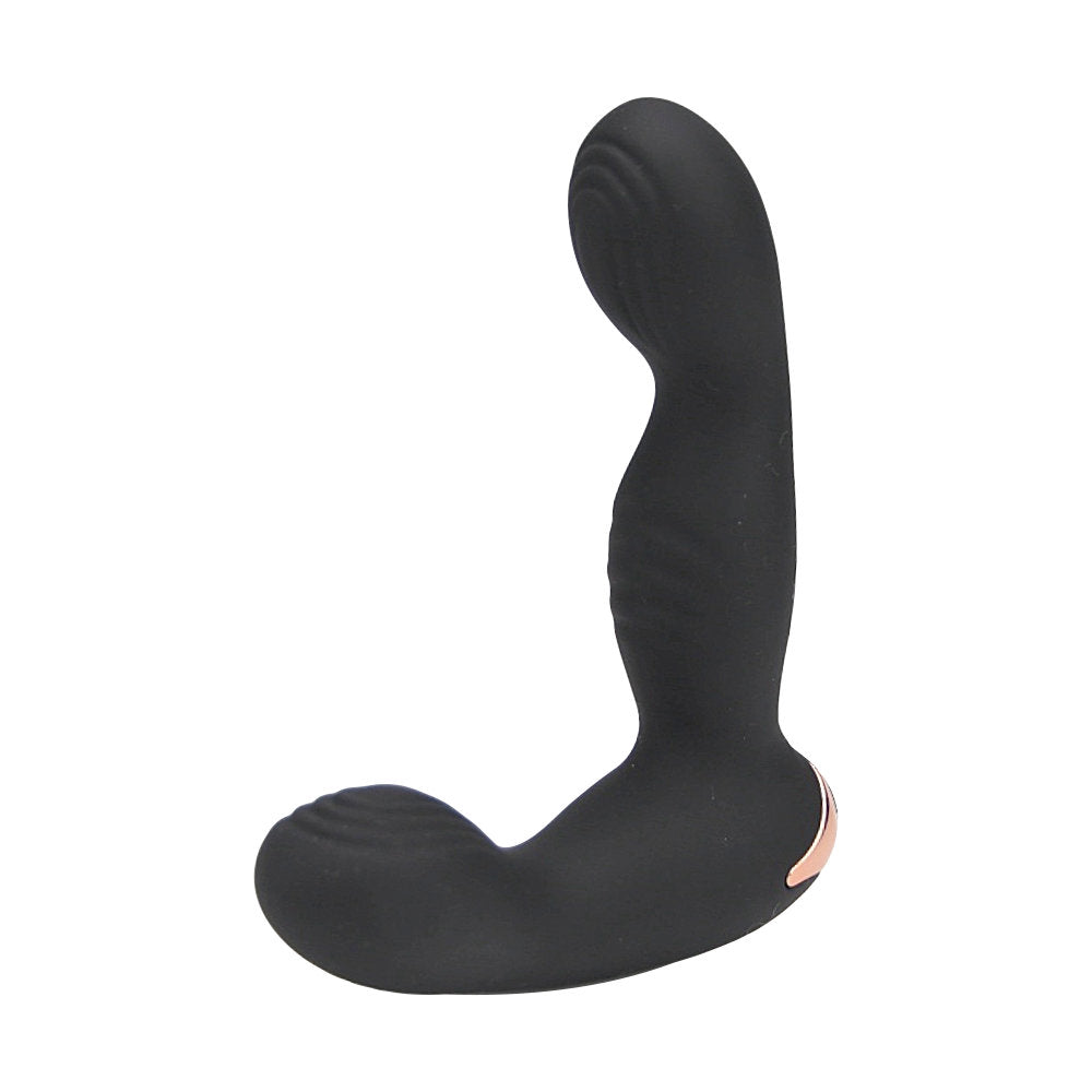 Close-up of the Rev-Pro 10 Function Remote Controlled Prostate Massager demonstrating its USB rechargeable feature for premium convenience.