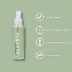 Loving Joy Cleanse gentle antibacterial sex toy cleaner spray bottle, easy-to-use toy cleaner for hygienic maintenance.