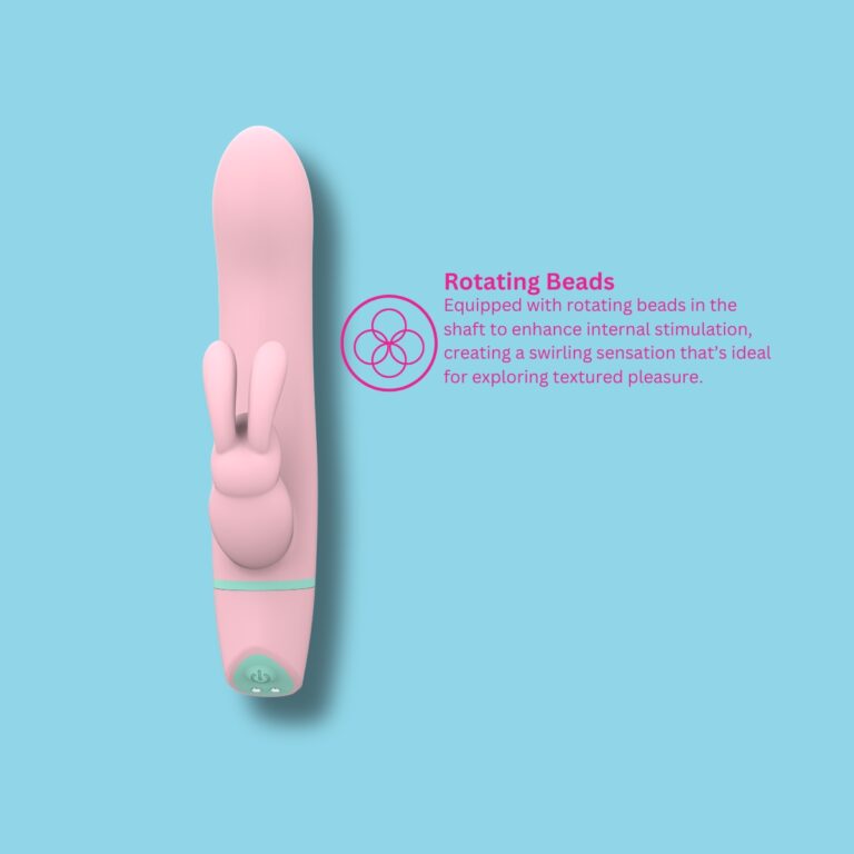 a pink vibrating device on a blue background