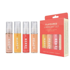 Elegant display of Loving Joy Flavoured Lubricant Set 4 Pack, perfect for adding a touch of luxury to your intimate experiences.