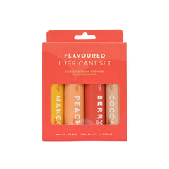 Close-up of the Loving Joy Flavoured Lubricant Set, showcasing its four enticing flavours to enhance oral pleasure.