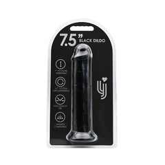 Realistic Black Suction Cup Dildo - Elegantly packaged 7.5-inch black suction cup dildo made from high-quality TPE, designed for luxurious experiences.