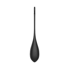 Sleek black vibrating love egg showcased from a top angle, designed for discreet pleasure and luxurious sensation.