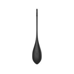Stylish black vibrating love egg viewed from above, illustrating its smooth contours and elegant design for ultimate indulgence.