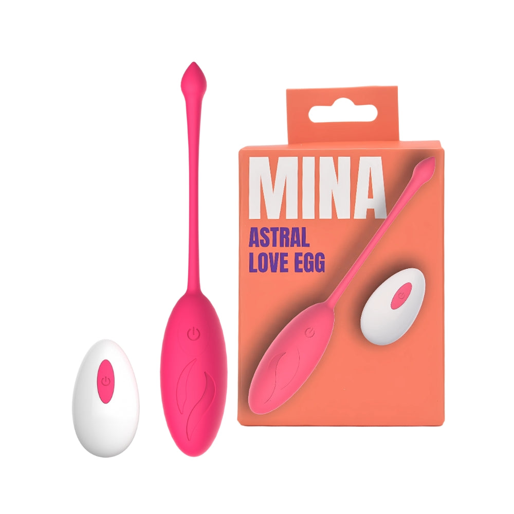 MINA Astral 10-function love egg with remote control, USB rechargeable, waterproof, silky silicone body, designed for intimate pleasure.