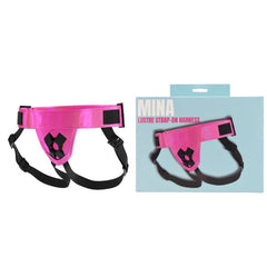 Elegant Mina Lustre Strap-On Harness on display, made from high-quality PU and nylon, built for durability and sophistication.