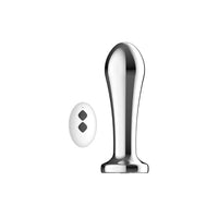 Toosh Remote Controlled Metal Vibrating Anal Plug featuring a sleek aluminium alloy design, perfect for luxurious pleasure experiences.