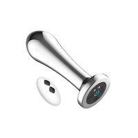 Close-up of the Toosh Remote Controlled Metal Vibrating Anal Plug, showcasing its elegant shape and 10-speed functionality for ultimate satisfaction.