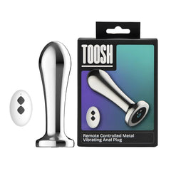 Toosh Remote Controlled Metal Vibrating Anal Plug in a stylish setting, illustrating its sophistication and remote control feature for modern intimates.