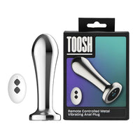 Toosh Remote Controlled Metal Vibrating Anal Plug in a stylish setting, illustrating its sophistication and remote control feature for modern intimates.