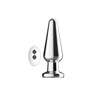 Toosh Remote Controlled Metal Vibrating Butt Plug showcasing its sleek design and luxurious aluminium alloy finish, perfect for enhancing intimate moments.