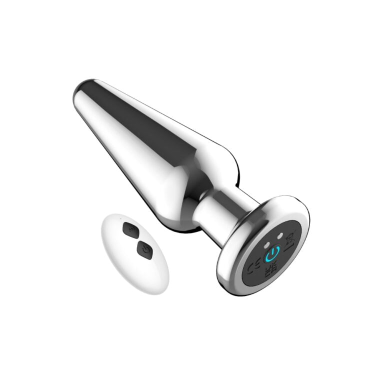 Close-up view of the Toosh Remote Controlled Metal Vibrating Butt Plug, featuring 10 exhilarating speeds for a tailored pleasure experience.