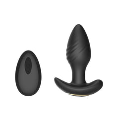 Close-up of Toosh Remote Controlled Silicone Rotating & Vibrating Butt Plug, highlighting its sleek silicone and ABS materials, ideal for remote controlled butt plug enthusiasts.