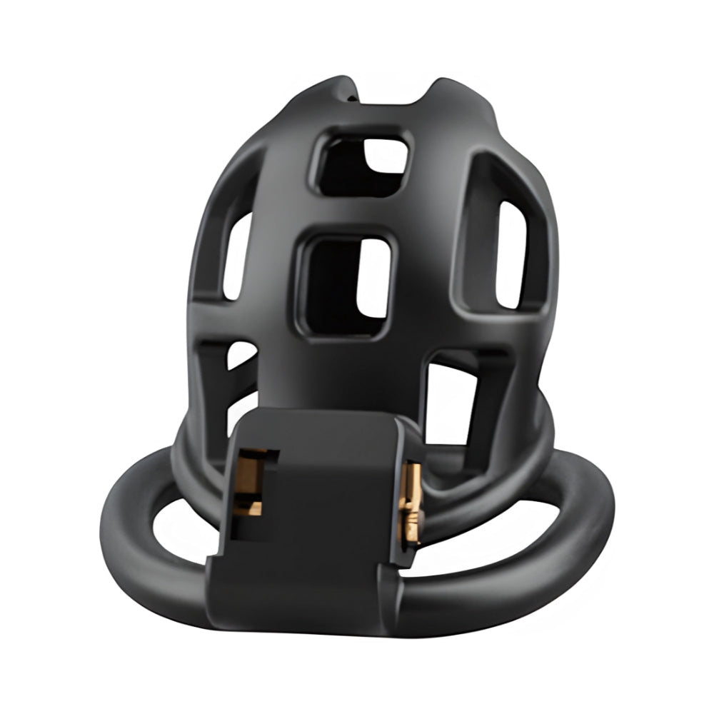 Detailed view of the Impound Sentinal Cock Cage, emphasising the intricate craftsmanship and robust structure.