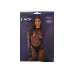 Fashion-forward portrayal of the Lace by LJ Gloved Leopard Print Catsuit Black, perfect for intimate evenings, highlighting the unique design.