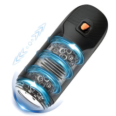 USB rechargeable rotating and thrusting male stroker